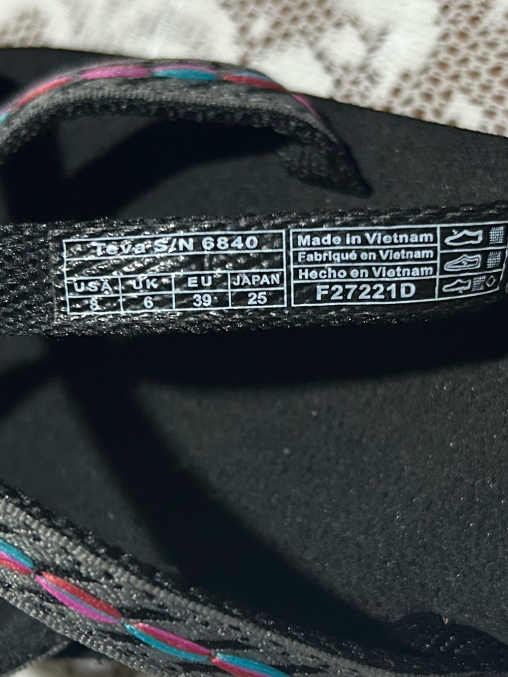 Teva Women’s Black Sandals with Pink and Gray Braided Straps - Picture 3 of 4